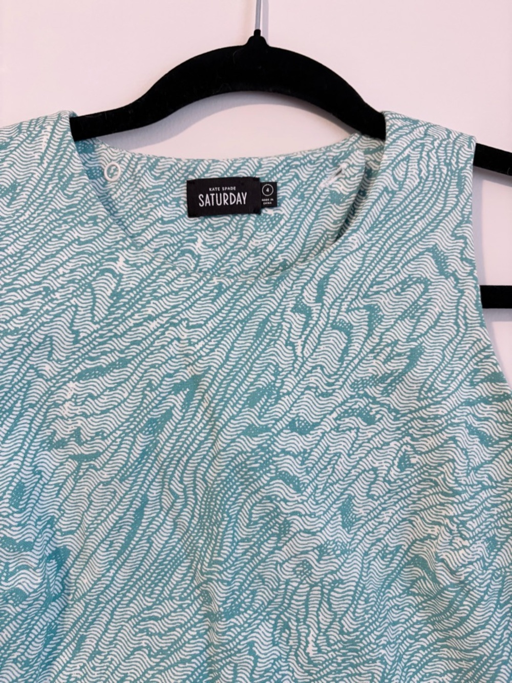 Kate Spade Saturday Sleeveless Shift Dress Size 4 Cotton Teal Print - Picture 3 of 8